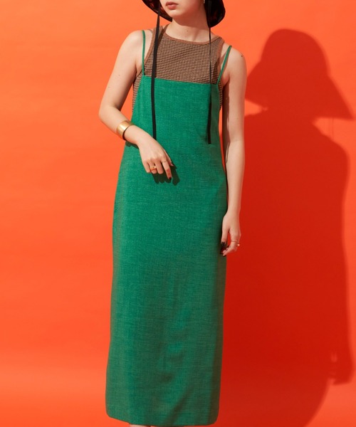 Aunt Marie's（アントマリーズ）の「Iラインキャミワンピース（ワンピース・レディース・チャコールグレー/グリーン/アイボリー・FREE）」の7枚目の写真