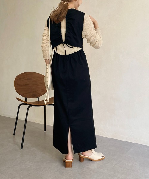 CAPRICIEUX LE'MAGE（カプリシューレマージュ）の「バックオープンワンピース（ワンピース・レディース・ブラック/ベージュ・FREE）」の20枚目の写真