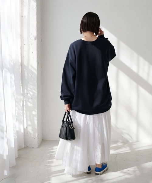 DISCOAT(ディスコート)の「ヘヴィウェイトナンバリングロゴビッグスウェット(スウェット・レディース・ネイビー/グリーン/オートミール・FREE)」の8枚目の写真