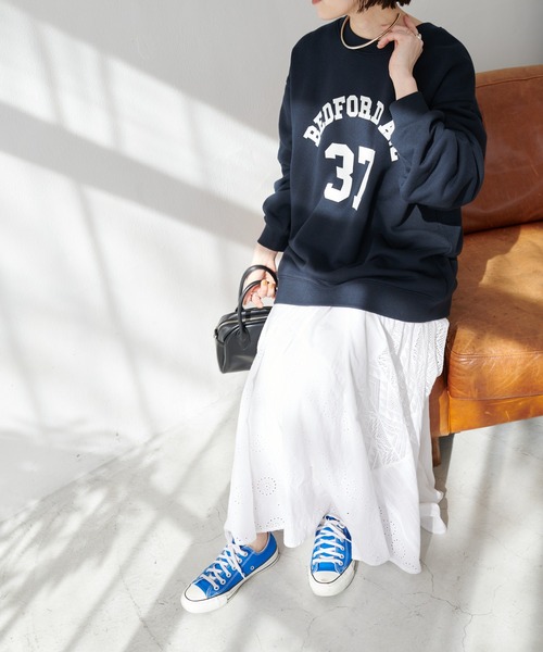 DISCOAT(ディスコート)の「ヘヴィウェイトナンバリングロゴビッグスウェット(スウェット・レディース・ネイビー/グリーン/オートミール・FREE)」の20枚目の写真