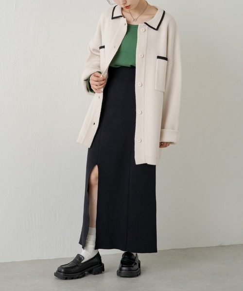 Kastane（カスタネ）の「ミラノリブIラインスカート（スカート・レディース・ブラック/アイボリー/オレンジ・FREE）」の7枚目の写真