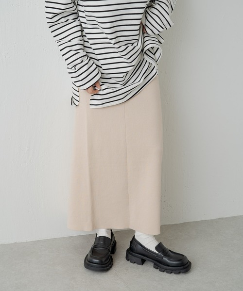 Kastane（カスタネ）の「ミラノリブIラインスカート（スカート・レディース・ブラック/アイボリー/オレンジ・FREE）」の6枚目の写真