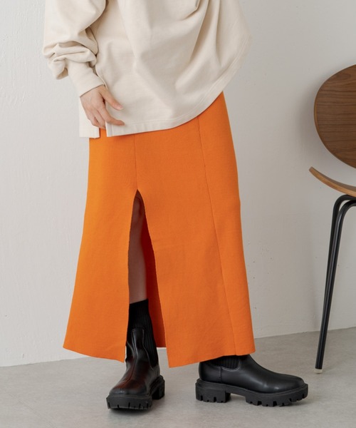 Kastane（カスタネ）の「ミラノリブIラインスカート（スカート・レディース・ブラック/アイボリー/オレンジ・FREE）」の5枚目の写真
