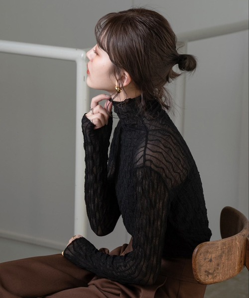 Amiur（エミレ）の「nuance sheer high neck（その他トップス・レディース・ブラック/ブラウン/アイボリー・FREE）」の2枚目の写真