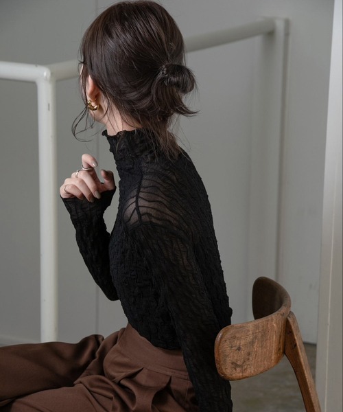 Amiur（エミレ）の「nuance sheer high neck（その他トップス・レディース・ブラック/ブラウン/アイボリー・FREE）」の8枚目の写真