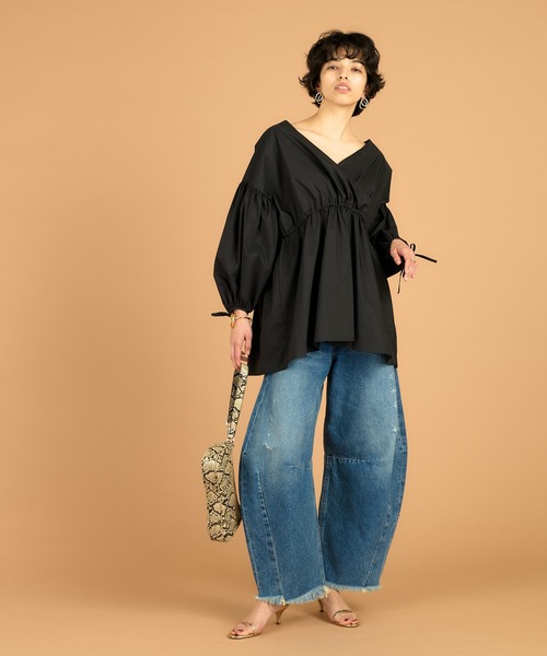 Whim Gazette（ウィムガゼット）の「【WEB限定】カシュクールブラウス（シャツ/ブラウス・レディース・オフホワイト/ブラック・FREE）」の12枚目の写真