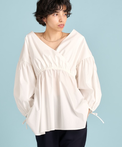 Whim Gazette（ウィムガゼット）の「【WEB限定】カシュクールブラウス（シャツ/ブラウス・レディース・オフホワイト/ブラック・FREE）」の14枚目の写真