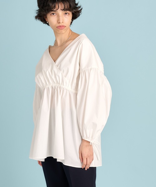 Whim Gazette（ウィムガゼット）の「【WEB限定】カシュクールブラウス（シャツ/ブラウス・レディース・オフホワイト/ブラック・FREE）」の21枚目の写真