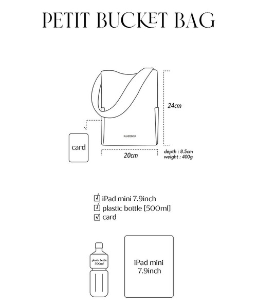 RANDEBOO(ランデブー)の「Renewal petit bucket bag(ショルダーバッグ・レディース・グレー系その他/ブラック/ダークブラウン/アイボリー/ベージュ系その他/グリーン系その他・FREE)」の9枚目の写真