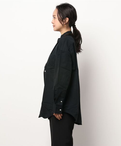 INASTUDIOS ZOO（イーナストゥディオスズー）の「「INASTUDIOS SELECT」綿麻ストレッチ ルーズフィット バンドカラーシャツ（シャツ/ブラウス・レディース・ネイビー/ブラック/カーキ/ホワイト/モカ・LARGE/X-LARGE/MEDIUM）」の6枚目の写真