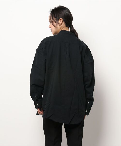 INASTUDIOS ZOO（イーナストゥディオスズー）の「「INASTUDIOS SELECT」綿麻ストレッチ ルーズフィット バンドカラーシャツ（シャツ/ブラウス・レディース・ネイビー/ブラック/カーキ/ホワイト/モカ・LARGE/X-LARGE/MEDIUM）」の7枚目の写真