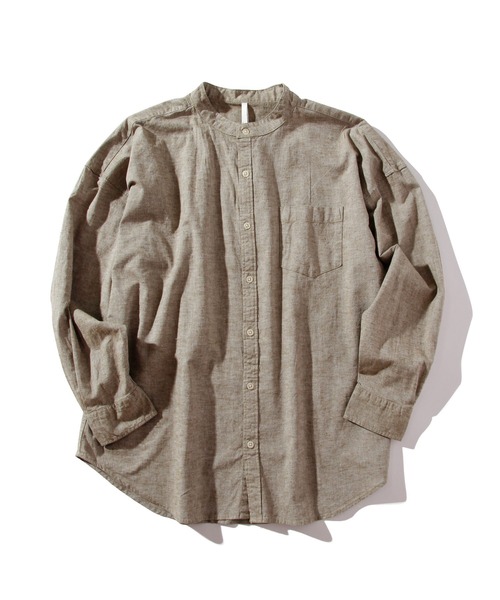 INASTUDIOS ZOO（イーナストゥディオスズー）の「「INASTUDIOS SELECT」綿麻ストレッチ ルーズフィット バンドカラーシャツ（シャツ/ブラウス・レディース・ネイビー/ブラック/カーキ/ホワイト/モカ・LARGE/X-LARGE/MEDIUM）」の5枚目の写真