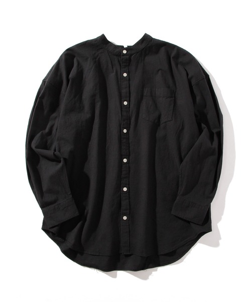 INASTUDIOS ZOO（イーナストゥディオスズー）の「「INASTUDIOS SELECT」綿麻ストレッチ ルーズフィット バンドカラーシャツ（シャツ/ブラウス・レディース・ネイビー/ブラック/カーキ/ホワイト/モカ・LARGE/X-LARGE/MEDIUM）」の3枚目の写真