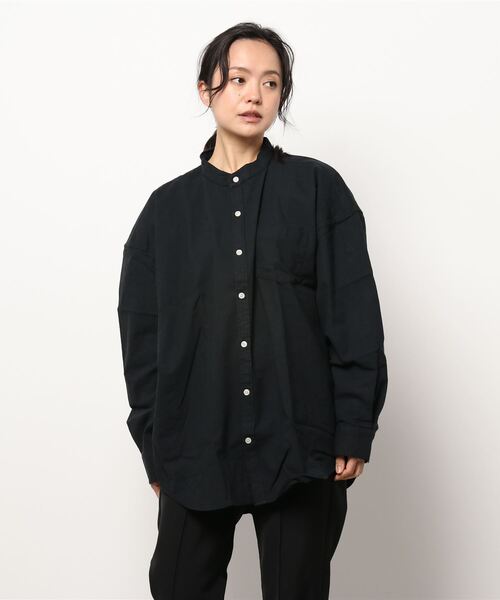 INASTUDIOS ZOO（イーナストゥディオスズー）の「「INASTUDIOS SELECT」綿麻ストレッチ ルーズフィット バンドカラーシャツ（シャツ/ブラウス・レディース・ネイビー/ブラック/カーキ/ホワイト/モカ・LARGE/X-LARGE/MEDIUM）」の12枚目の写真