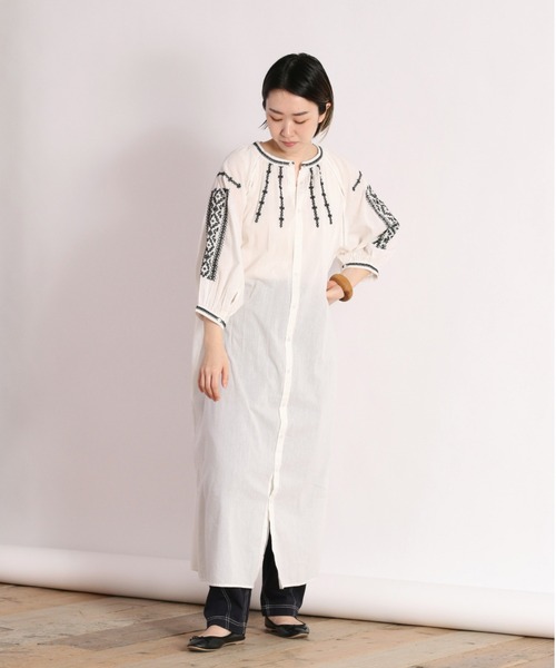 cepo（セポ）の「ハシゴレース刺繍ワンピース 2WAY（シャツワンピース・レディース・ブラック/オフホワイト・M）」の6枚目の写真