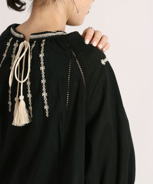 cepo（セポ）の「ハシゴレース刺繍ワンピース 2WAY（シャツワンピース・レディース・ブラック/オフホワイト・M）」の15枚目の写真