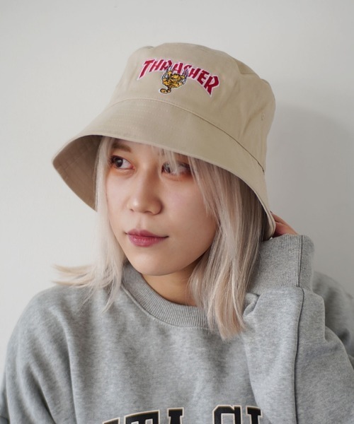 THRASHER（スラッシャー）の「【THRASHER×Garfield 】コラボ 刺繍 バケットハット（ハット・メンズ・ブラック系その他/ベージュ系その他/ブラック/ホワイト/ベージュ/ホワイト系その他・FREE）」の6枚目の写真