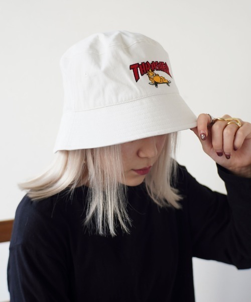 THRASHER（スラッシャー）の「【THRASHER×Garfield 】コラボ 刺繍 バケットハット（ハット・メンズ・ブラック系その他/ベージュ系その他/ブラック/ホワイト/ベージュ/ホワイト系その他・FREE）」の8枚目の写真