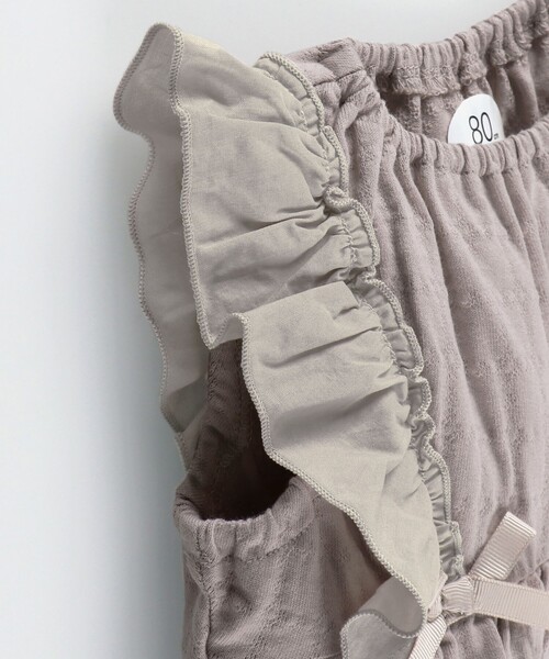 BRANSHES（ブランシェス）の「タック天竺ノースリーブカバーオール（ロンパース・キッズ・ブラウン/クリーム・80/70）」の8枚目の写真