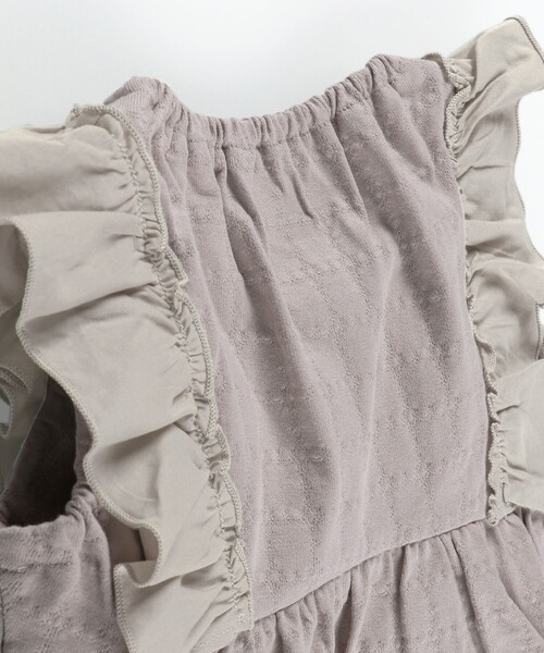 BRANSHES（ブランシェス）の「タック天竺ノースリーブカバーオール（ロンパース・キッズ・ブラウン/クリーム・80/70）」の4枚目の写真