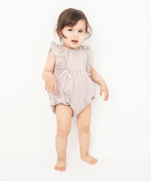 BRANSHES（ブランシェス）の「タック天竺ノースリーブカバーオール（ロンパース・キッズ・ブラウン/クリーム・80/70）」の22枚目の写真