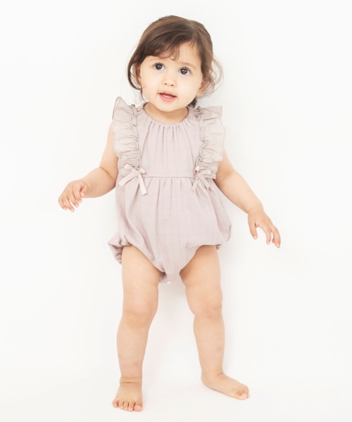 BRANSHES（ブランシェス）の「タック天竺ノースリーブカバーオール（ロンパース・キッズ・ブラウン/クリーム・80/70）」の19枚目の写真