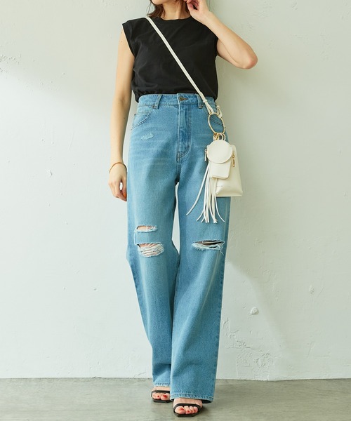 HANES（ヘインズ）の「Hanes/2枚組ノースリカットソー（Tシャツ/カットソー・レディース・ブラック/グレー・MEDIUM）」の4枚目の写真