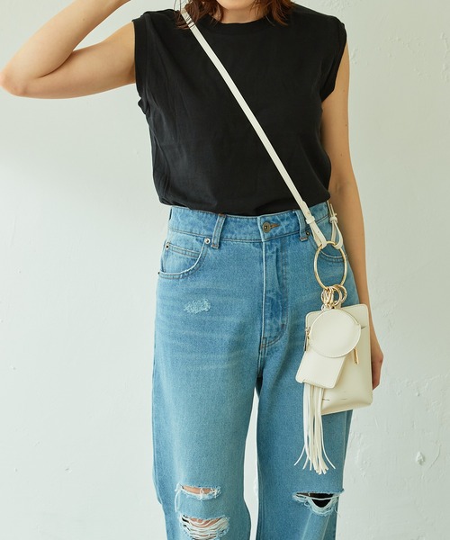 HANES（ヘインズ）の「Hanes/2枚組ノースリカットソー（Tシャツ/カットソー・レディース・ブラック/グレー・MEDIUM）」の6枚目の写真