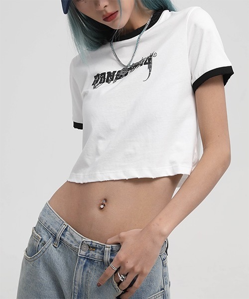 MASONPRINCE（メイソンプリンス）の「ショート丈 リンガーTシャツ TX21201【DO NOT TAG】（Tシャツ/カットソー・レディース・ホワイト/ブラック/グレー・L/S/M）」の13枚目の写真