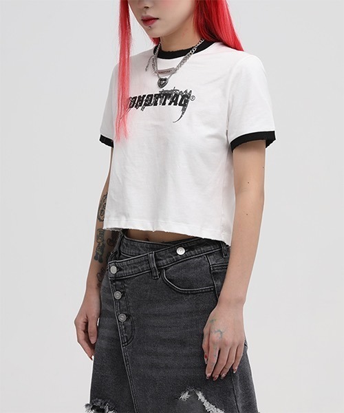 MASONPRINCE（メイソンプリンス）の「ショート丈 リンガーTシャツ TX21201【DO NOT TAG】（Tシャツ/カットソー・レディース・ホワイト/ブラック/グレー・L/S/M）」の18枚目の写真