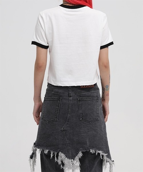 MASONPRINCE（メイソンプリンス）の「ショート丈 リンガーTシャツ TX21201【DO NOT TAG】（Tシャツ/カットソー・レディース・ホワイト/ブラック/グレー・L/S/M）」の19枚目の写真