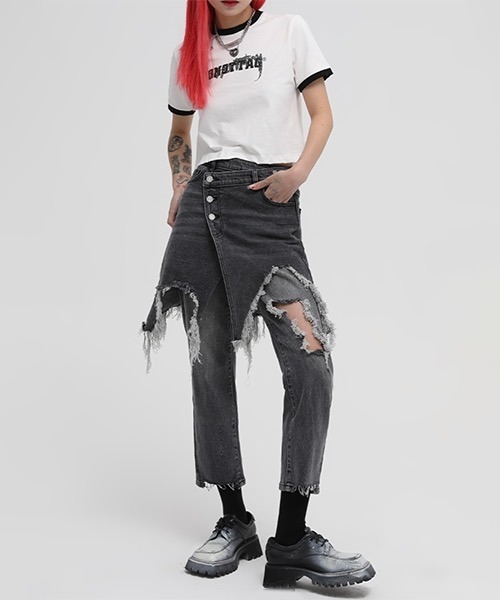 MASONPRINCE（メイソンプリンス）の「ショート丈 リンガーTシャツ TX21201【DO NOT TAG】（Tシャツ/カットソー・レディース・ホワイト/ブラック/グレー・L/S/M）」の20枚目の写真