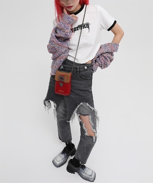 MASONPRINCE（メイソンプリンス）の「ショート丈 リンガーTシャツ TX21201【DO NOT TAG】（Tシャツ/カットソー・レディース・ホワイト/ブラック/グレー・L/S/M）」の21枚目の写真