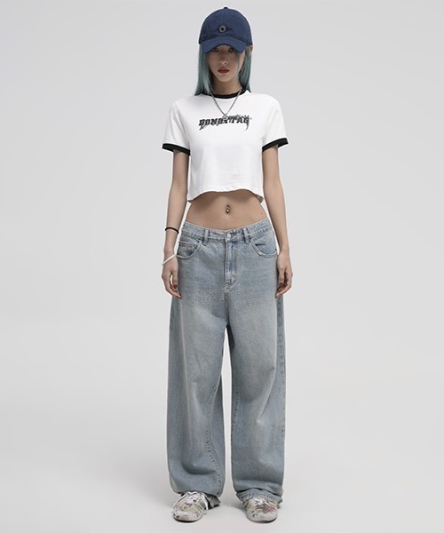 MASONPRINCE（メイソンプリンス）の「ショート丈 リンガーTシャツ TX21201【DO NOT TAG】（Tシャツ/カットソー・レディース・ホワイト/ブラック/グレー・L/S/M）」の4枚目の写真