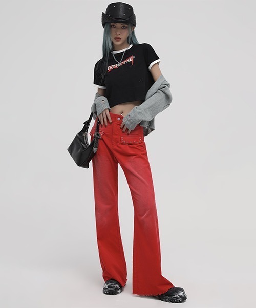 MASONPRINCE（メイソンプリンス）の「ショート丈 リンガーTシャツ TX21201【DO NOT TAG】（Tシャツ/カットソー・レディース・ホワイト/ブラック/グレー・L/S/M）」の9枚目の写真