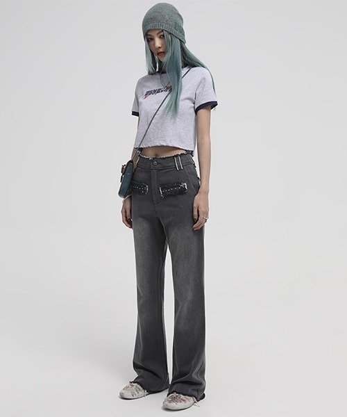 MASONPRINCE（メイソンプリンス）の「ショート丈 リンガーTシャツ TX21201【DO NOT TAG】（Tシャツ/カットソー・レディース・ホワイト/ブラック/グレー・L/S/M）」の10枚目の写真