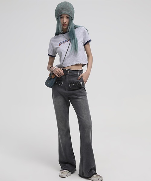 MASONPRINCE（メイソンプリンス）の「ショート丈 リンガーTシャツ TX21201【DO NOT TAG】（Tシャツ/カットソー・レディース・ホワイト/ブラック/グレー・L/S/M）」の11枚目の写真