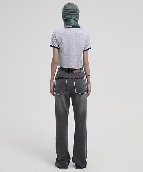 MASONPRINCE（メイソンプリンス）の「ショート丈 リンガーTシャツ TX21201【DO NOT TAG】（Tシャツ/カットソー・レディース・ホワイト/ブラック/グレー・L/S/M）」の12枚目の写真