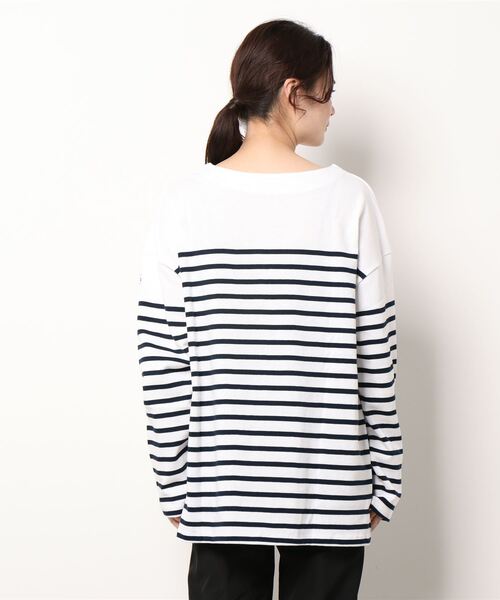 epine（エピヌ）の「e big border long tee（Tシャツ/カットソー・レディース・ホワイト/ネイビー・FREE）」の5枚目の写真