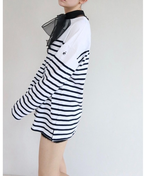 epine（エピヌ）の「e big border long tee（Tシャツ/カットソー・レディース・ホワイト/ネイビー・FREE）」の12枚目の写真