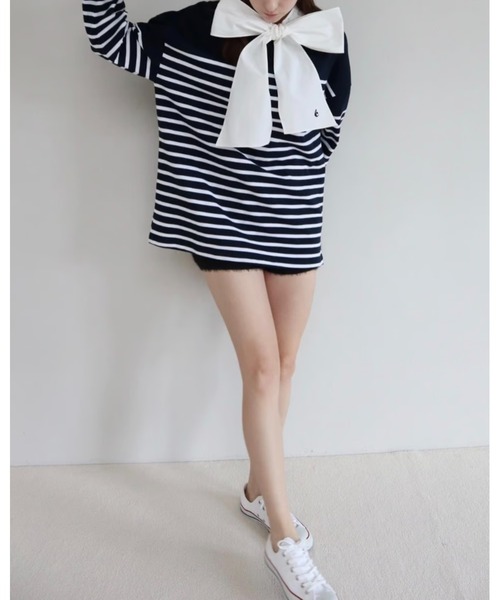 epine（エピヌ）の「e big border long tee（Tシャツ/カットソー