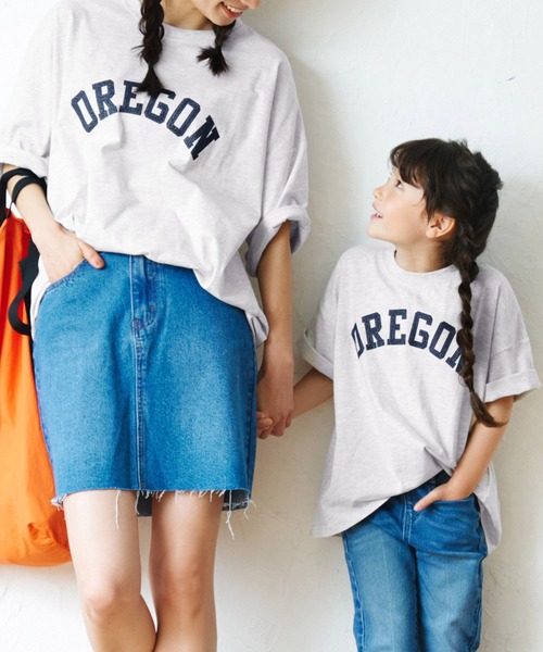 coca(coca)(コカ)の「キッズ 親子お揃いビッグシルエットプリントTee(Tシャツ/カットソー・キッズ・ホワイト/ライトグレー/グリーン・100/110/120/130)」の3枚目の写真