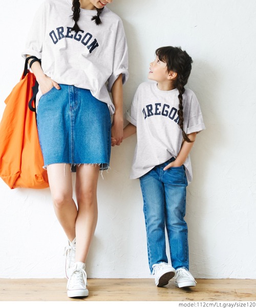 coca(coca)(コカ)の「キッズ 親子お揃いビッグシルエットプリントTee(Tシャツ/カットソー・キッズ・ホワイト/ライトグレー/グリーン・100/110/120/130)」の4枚目の写真