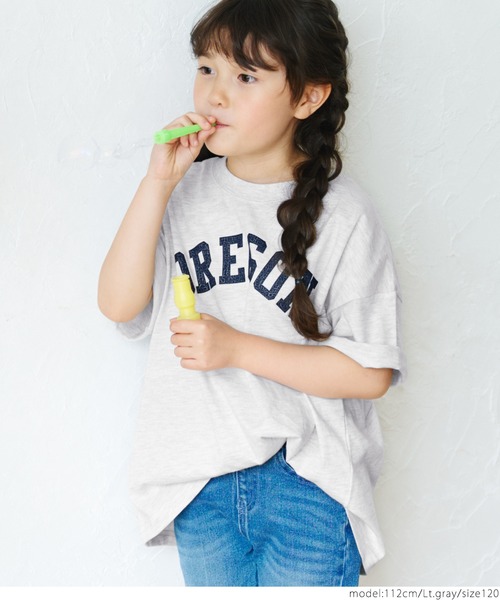 coca(coca)(コカ)の「キッズ 親子お揃いビッグシルエットプリントTee(Tシャツ/カットソー・キッズ・ホワイト/ライトグレー/グリーン・100/110/120/130)」の5枚目の写真