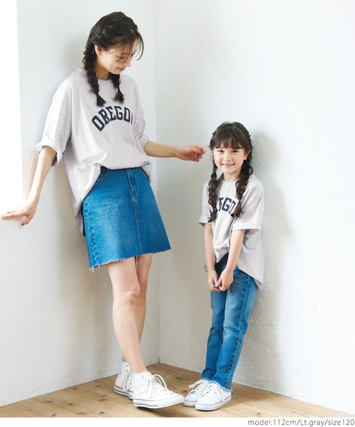 coca(coca)(コカ)の「キッズ 親子お揃いビッグシルエットプリントTee(Tシャツ/カットソー・キッズ・ホワイト/ライトグレー/グリーン・100/110/120/130)」の7枚目の写真
