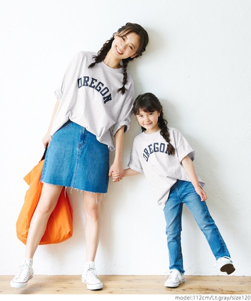 coca(coca)(コカ)の「キッズ 親子お揃いビッグシルエットプリントTee(Tシャツ/カットソー・キッズ・ホワイト/ライトグレー/グリーン・100/110/120/130)」の8枚目の写真