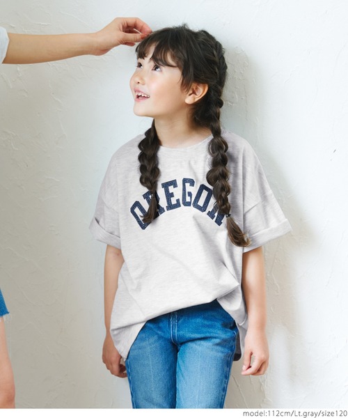 coca(coca)(コカ)の「キッズ 親子お揃いビッグシルエットプリントTee(Tシャツ/カットソー・キッズ・ホワイト/ライトグレー/グリーン・100/110/120/130)」の9枚目の写真