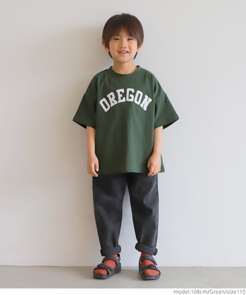 coca(coca)(コカ)の「キッズ 親子お揃いビッグシルエットプリントTee(Tシャツ/カットソー・キッズ・ホワイト/ライトグレー/グリーン・100/110/120/130)」の10枚目の写真