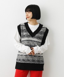 ランダムボーダーニットベスト