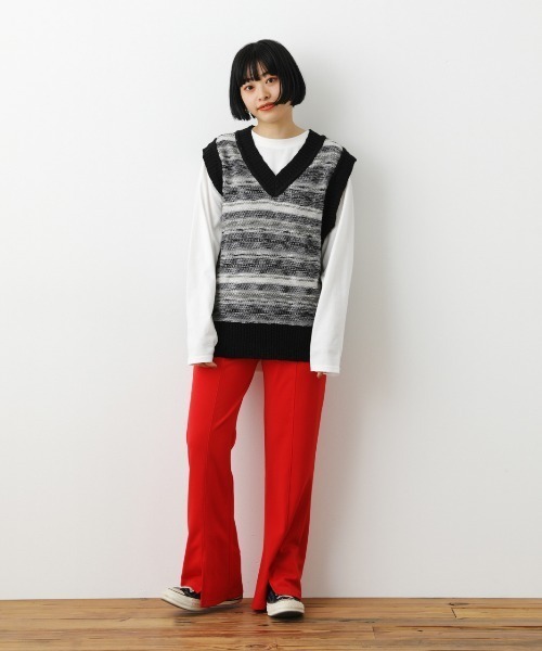 RODEO CROWNS WIDE BOWL（ロデオクラウンズワイドボウル）の「ランダムボーダーニットベスト（ベスト・レディース・グリーン系その他/ブラック系その他・FREE）」の13枚目の写真